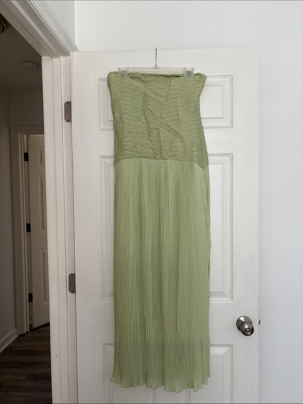 Hazel the Label Green Skyla Strapless Maxi Dress